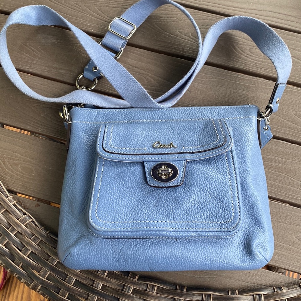 Coach leather crossbody blue purse